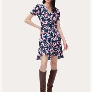 Diane Von Furstenberg Emilia Mini Wrap Dress Orchid Nursey Pink XXS P292